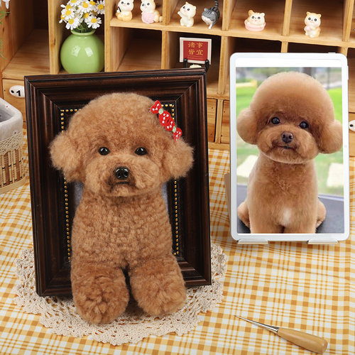 羊毛毡宠物成品戳戳乐手工猫咪小狗狗仿真相框画