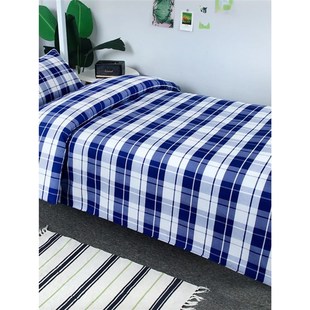 蓝白格床单被套三件套初高中学生宿舍单人床上用品被褥Y套装 六件1