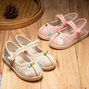 茗楠之家汉服鞋女童绣花鞋春儿童古装鞋超仙古风布鞋童鞋宝宝鞋子