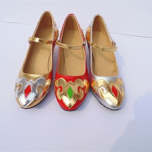 新款新疆维吾尔族藏族舞蹈鞋成人儿D童拉丁民族舞鞋广场舞鞋结婚