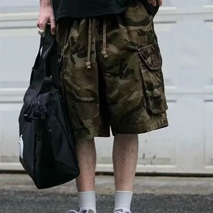 重磅多口袋潮流宽松情侣百搭五分裤 复古工装 美式 男夏季 迷彩e短裤