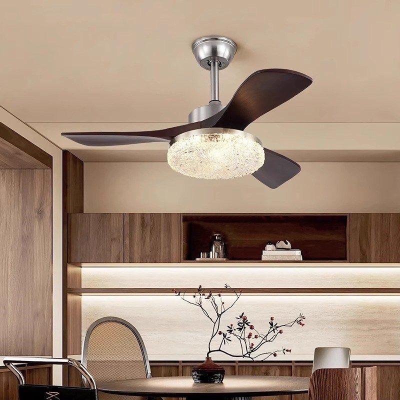 风扇灯新中式胡桃色大风力吊扇灯家用护眼客厅餐厅吊灯一体电扇灯,家装灯饰光源,风扇灯,淘宝优惠券,粉丝福利购,淘宝优惠卷
