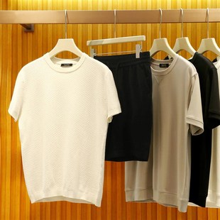 Z系夏季透气短衣j短裤套装短袖两件套意式奢华新疆长绒棉T恤衫904