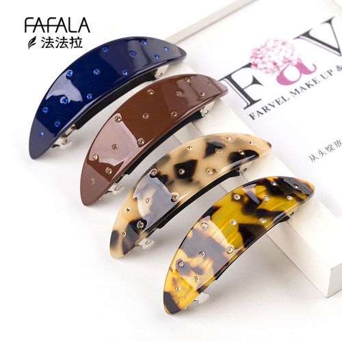 法国佩妮半弧简约黑色一字夹顶夹发夹弹簧夹后P脑勺马尾夹中号韩