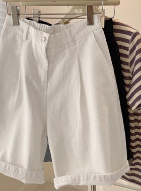 梨型身材阔腿牛仔k短裤女大码夏季薄款胖妹妹mm宽松显瘦五分直筒