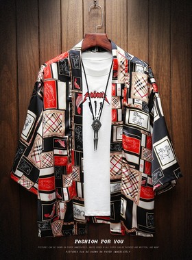 中国风唐装大码古装汉服男夏季薄C款道袍和服日式开衫外套防晒衣