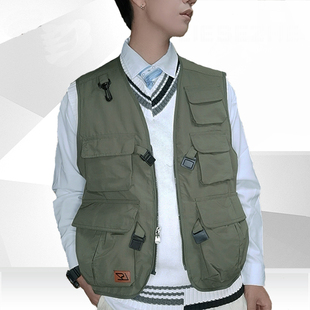 速干坎S肩多口袋马夹背 无性别百搭外穿薄款 工装 马甲青年街头时尚