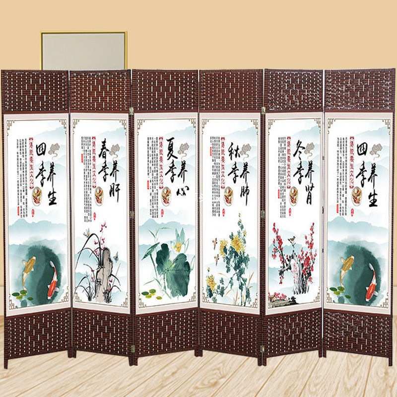 养生屏风隔断单面客厅卧室玄关折屏座屏中式家用简约酒店养生木质