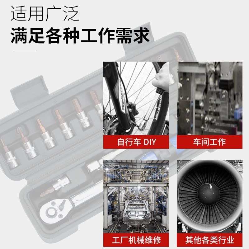 预置式可调式扭力公斤扳手高精度扭矩力矩自行车维修工具15件组套