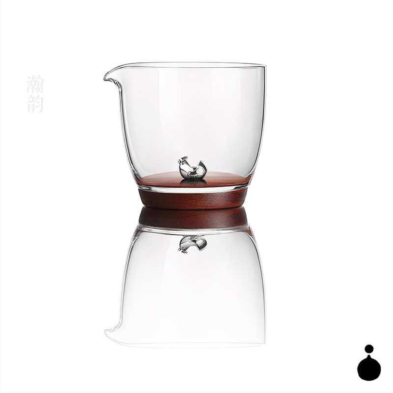 不觉堂耐热玻璃公道杯纯手工内银饰可移动 玻璃茶具公杯 一件代发