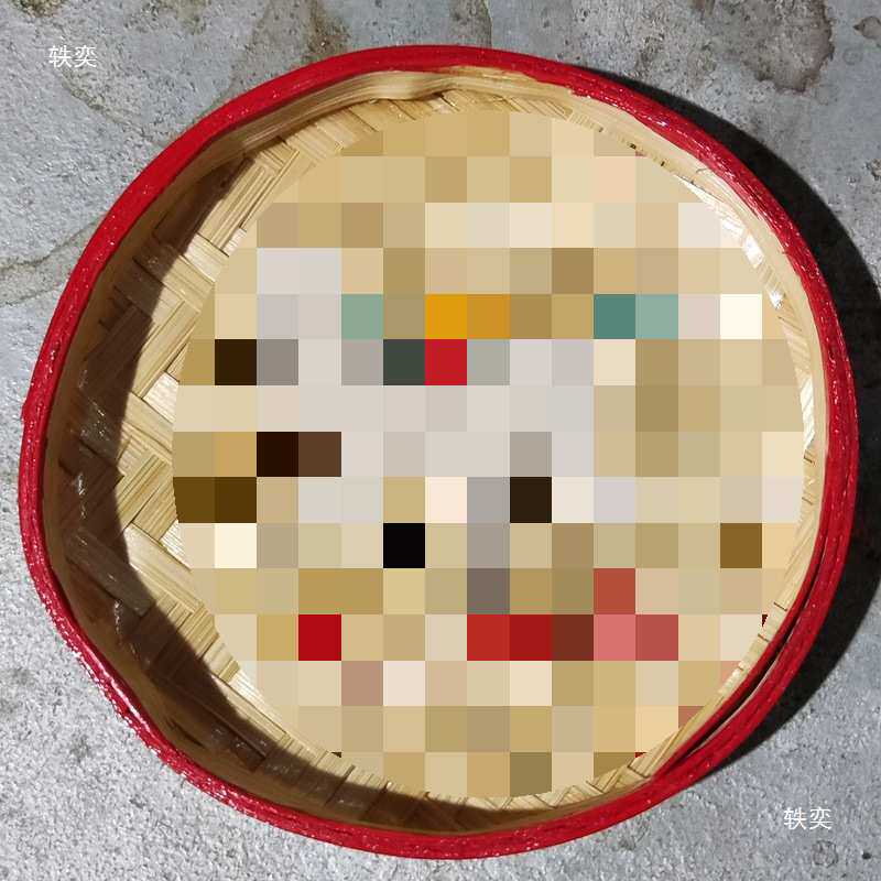 潮汕手绘竹编篮子竹筛喜葫喜庆篮子潮州彩绘花篮婚庆手信吊饰