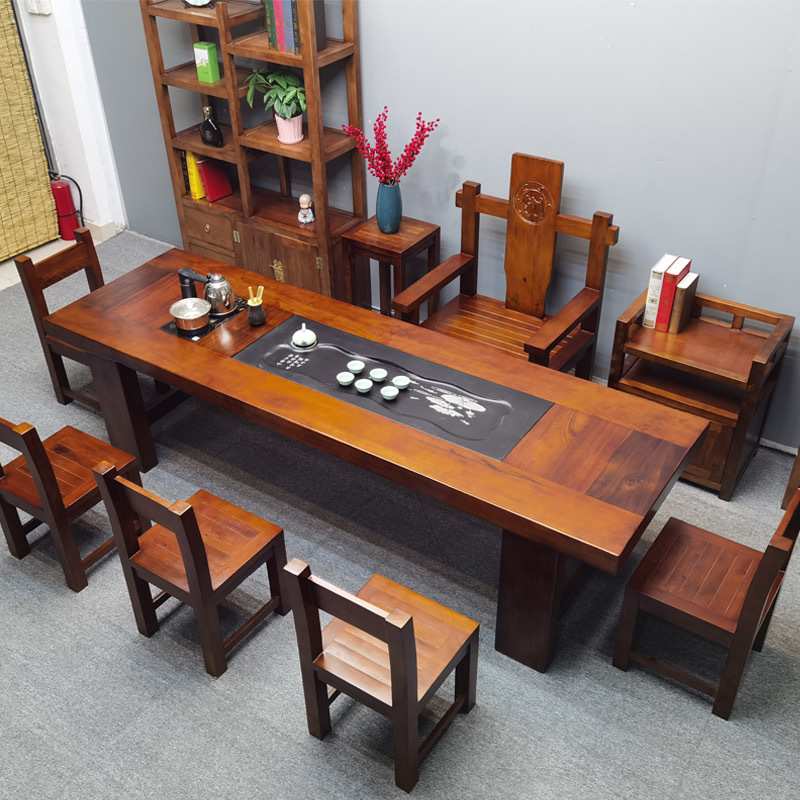 老船木茶桌椅组合茶台实木茶桌茶具套装一体办公室泡茶大桌子家用