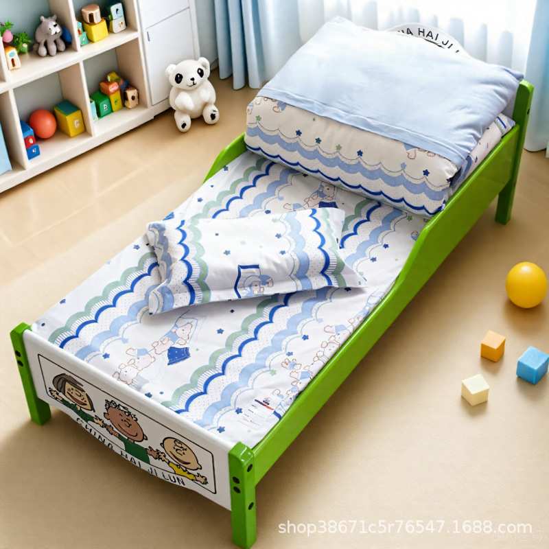 幼儿园被子三件套超柔儿童入园午睡被套A面全棉B面绒四季床上用品