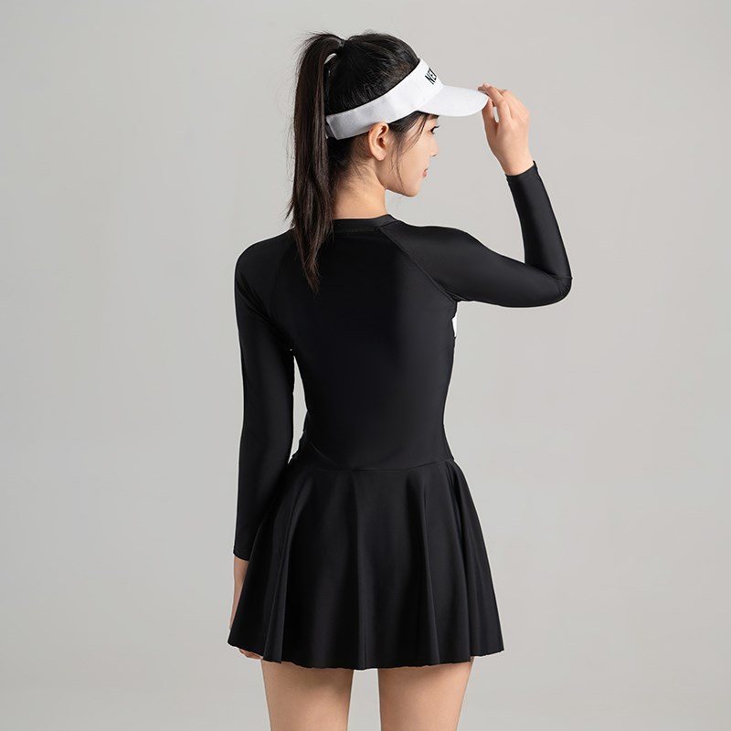 女孩高级游泳衣连体裙式大码遮肚肉显瘦泡温泉成人女士保守游泳装