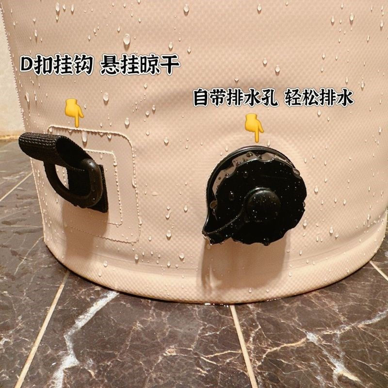 自带出水口多层保温泡脚袋折叠可携式足浴桶加高加厚持久保温桶