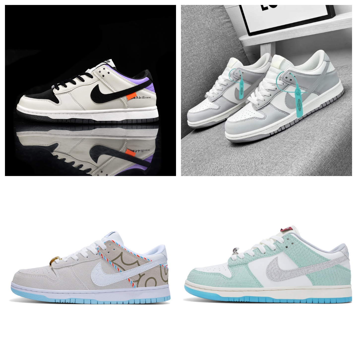 aj男鞋dunk白灰低帮板鞋