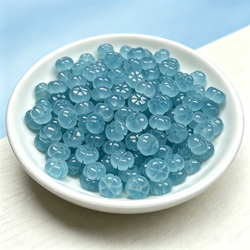 海蓝宝色8x4mm南瓜珠散珠冰蓝梅花diy手链项链玉石饰品配件批发