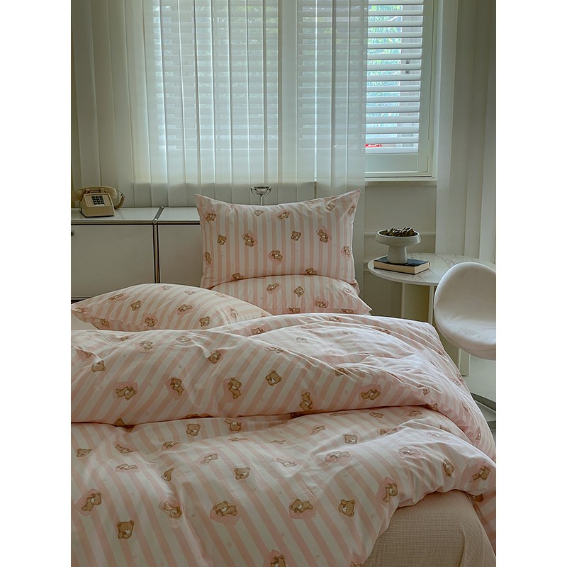 可爱卡通清新纯棉被套单件160x210单双人150x210x215儿童全棉被罩