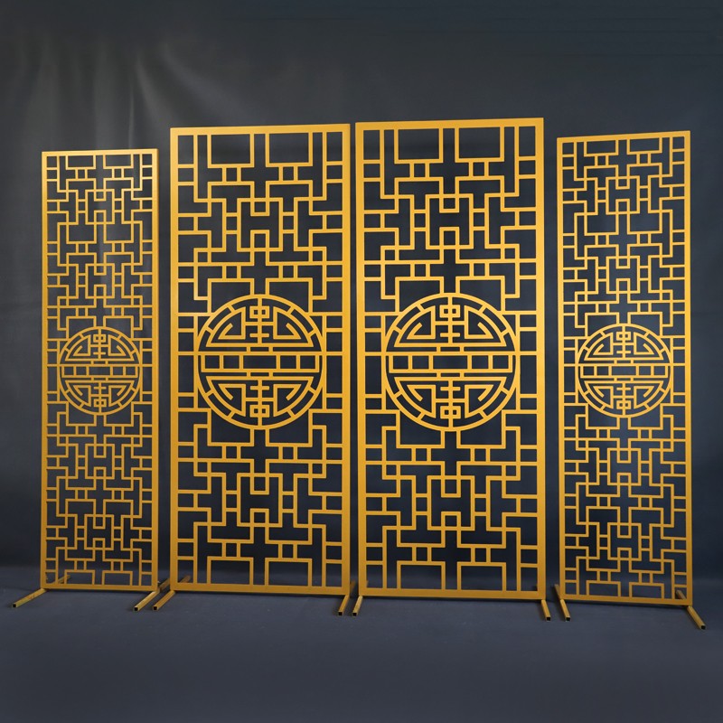 新款婚庆道具中式婚礼铁艺屏风婚庆舞台背景现场布置拱门装饰摆件