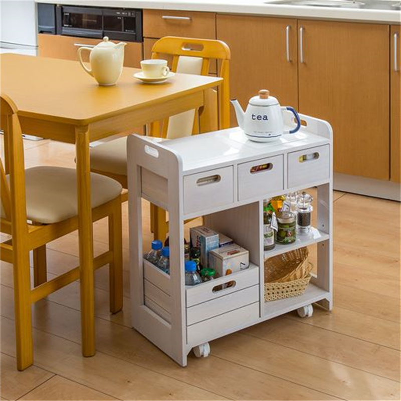 日式实木餐边柜餐车餐厅小推车收纳柜碗柜厨房餐桌帮助储物柜移动