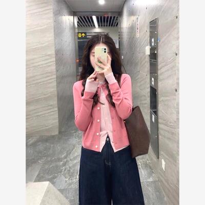 鲸乎韩系撞色假两件羊毛