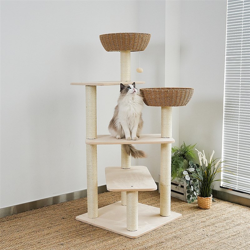 藤编猫窝猫树猫爬架一体剑麻柱磨爪子大型多层不占地猫架子攀爬