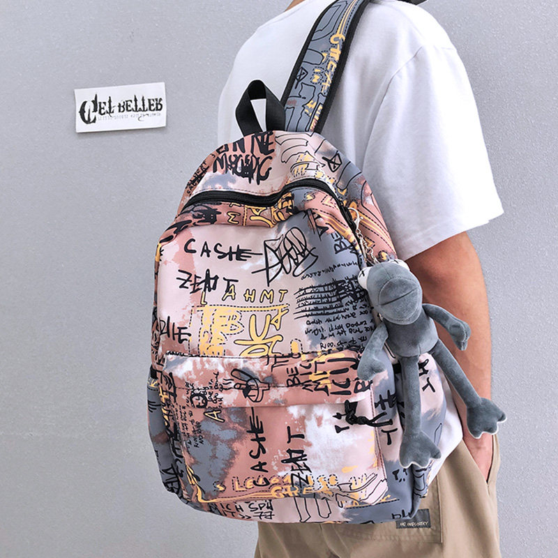 书包男中学生ins潮酷个性时尚初高中生双肩包日系涂鸦Z潮流背包男
