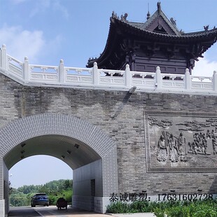 石雕栏板栏杆雕塑定制拱桥石桥升旗台汉白玉青石浮雕河道护栏园林