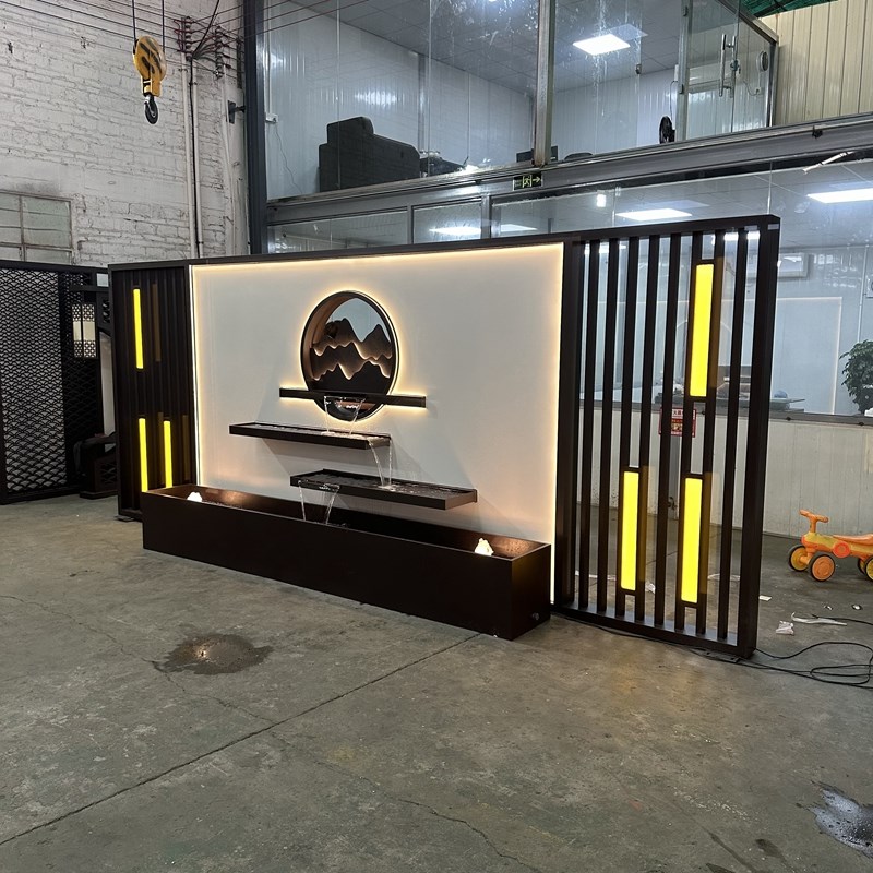 户外不锈钢流水背景墙景观园林花园水幕墙假山影壁墙别墅屏风定制