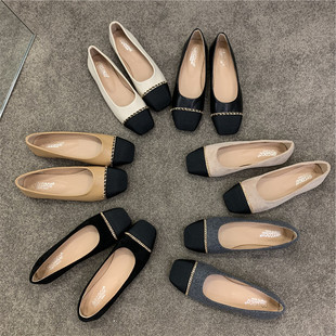 平底豆豆i鞋 浅口百搭奶奶单鞋 女鞋 秋季 子2021年新款 气质