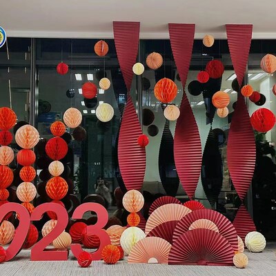 婚庆折扇订婚背景折纸扇花商场橱窗美陈装饰年会R节日活动布置扇