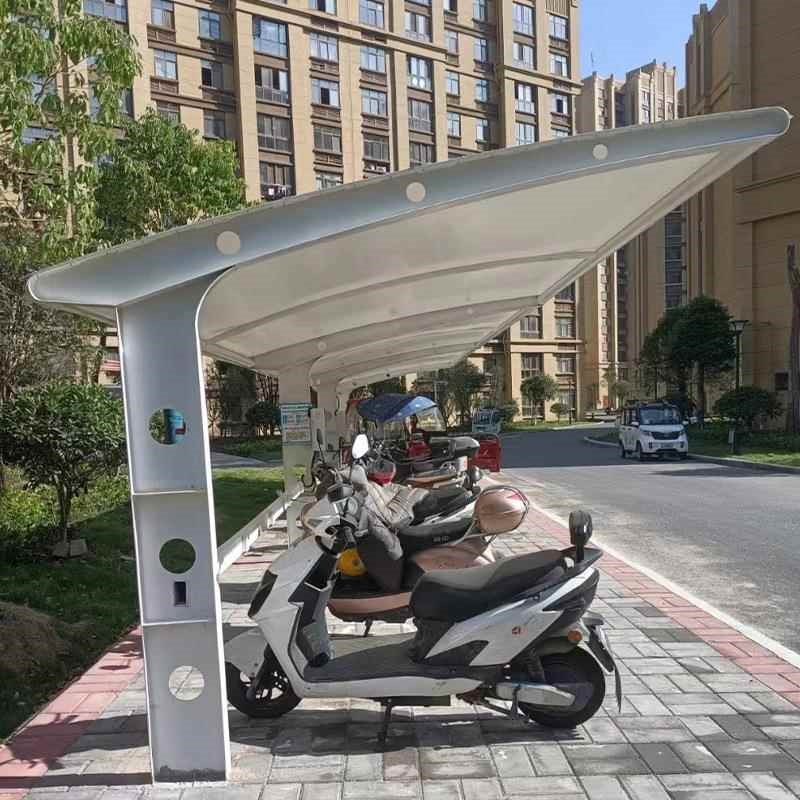 电动车充电桩车棚膜结构停车棚自行车棚充电桩停车棚遮阳雨棚