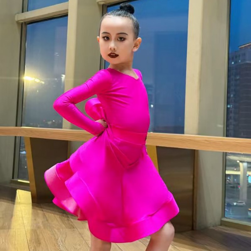 高级感拉丁舞比赛服女儿童标准比赛规定服少儿表演舞蹈裙套装