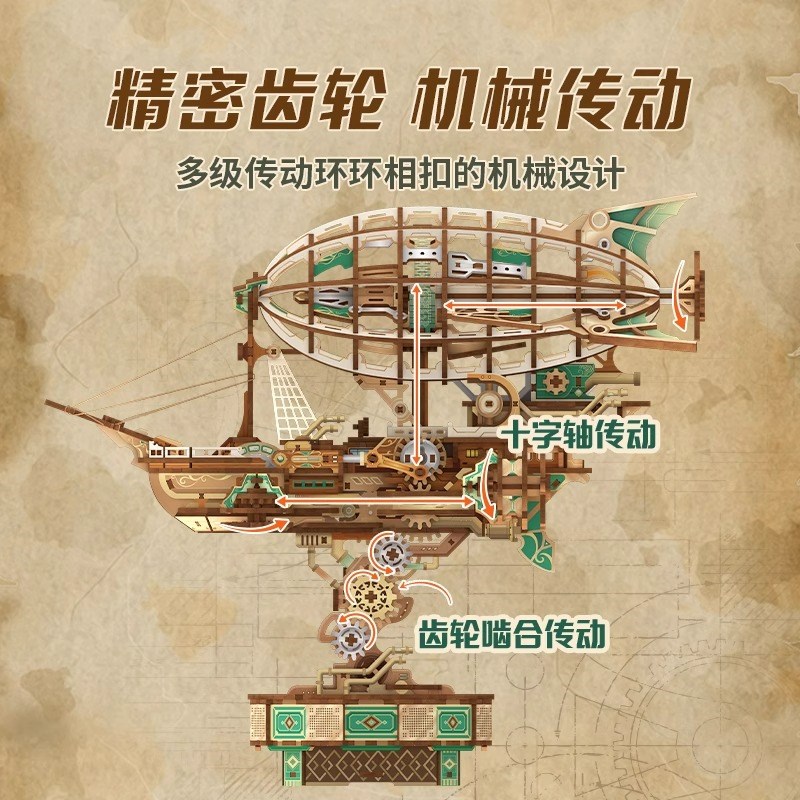 DIY手工拼装传动模型蒸汽迷航齿轮榫卯摆件立体拼图积木儿童玩具