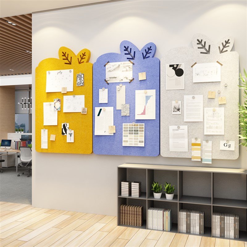 毛毡墙贴办公室墙面装饰布置公司公告栏展示板宣传照片企业文化墙
