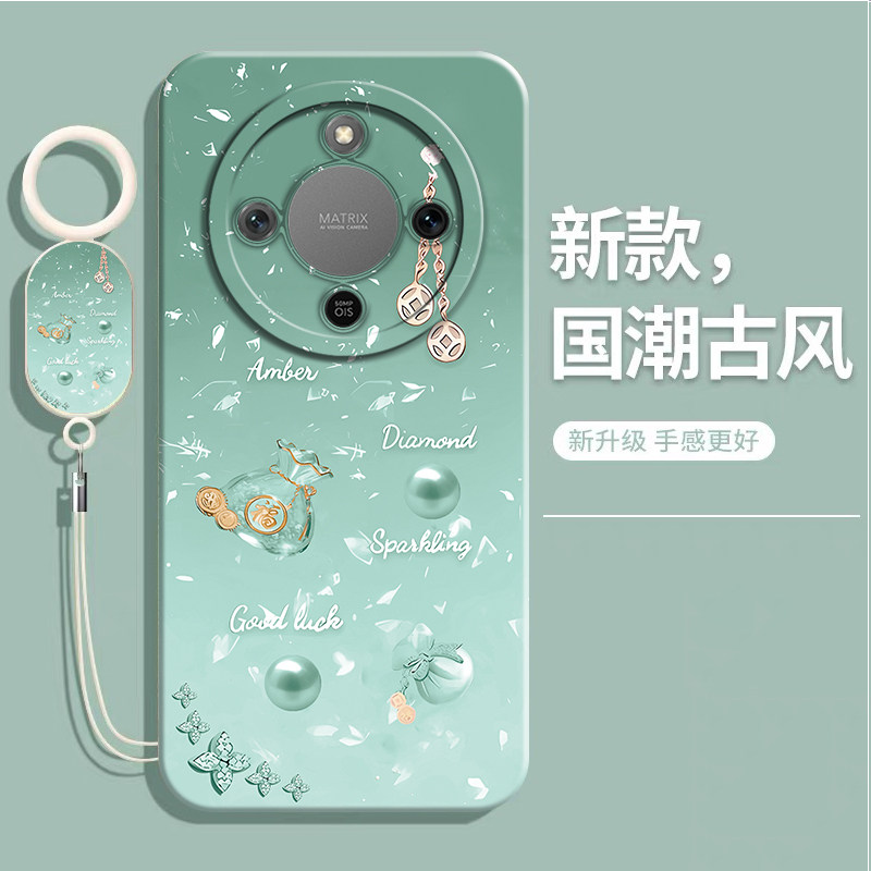 适用荣耀X70手机壳Honor华为X70i新款保护套X7O液态硅胶MTN&mdash;AN00带挂绳70X全包叉七零5G防摔男女h0n0r后外壳