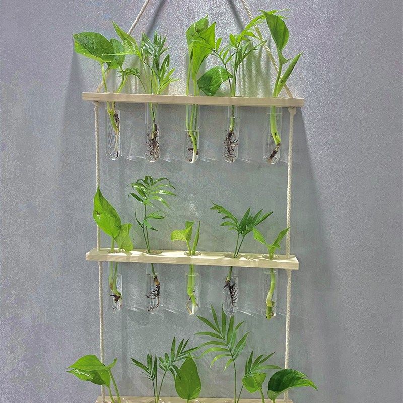 壁挂式玻璃花盆容器办公室家庭墙面装饰现代木架3层15个试管花瓶,家居饰品,壁饰,淘宝优惠券,粉丝福利购,淘宝优惠卷