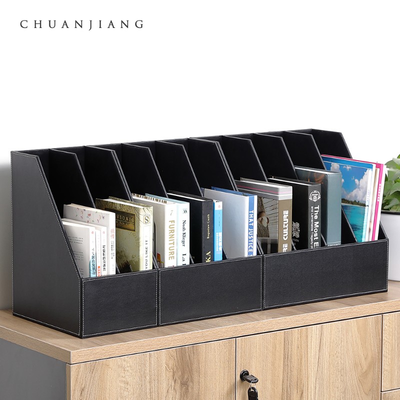 商务皮质三四栏文件座/框桌面文件栏文件整理资料架办公用品定制