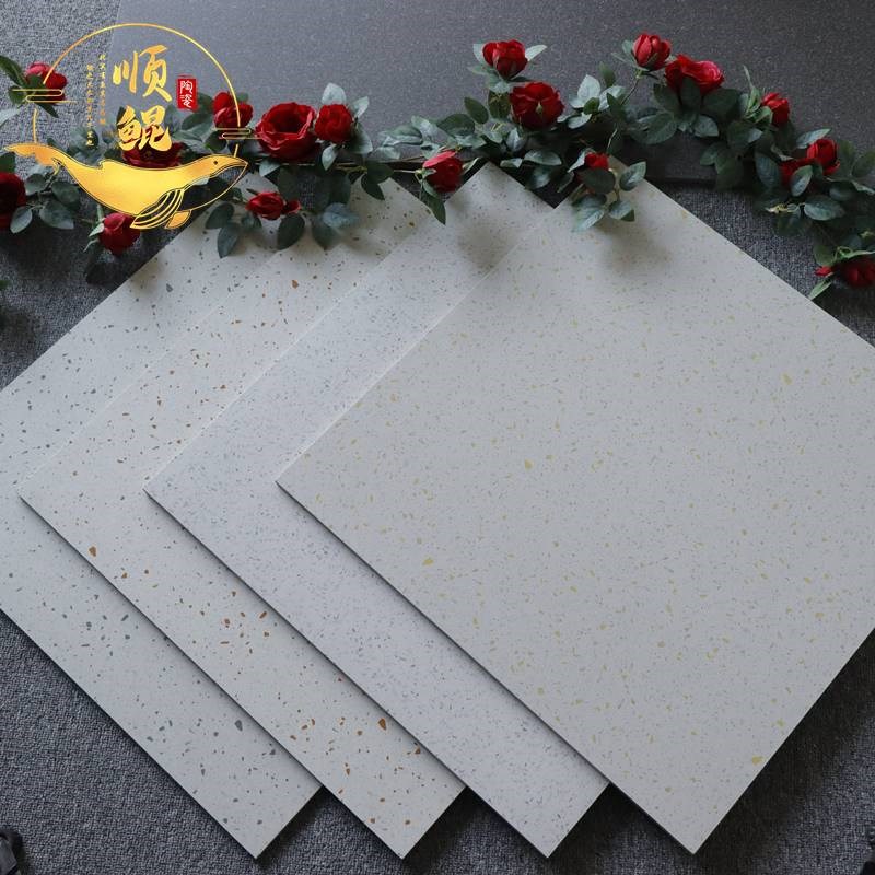 白色小颗粒水磨石瓷砖 600X600商场工装仿古砖墙砖连锁店客厅地砖