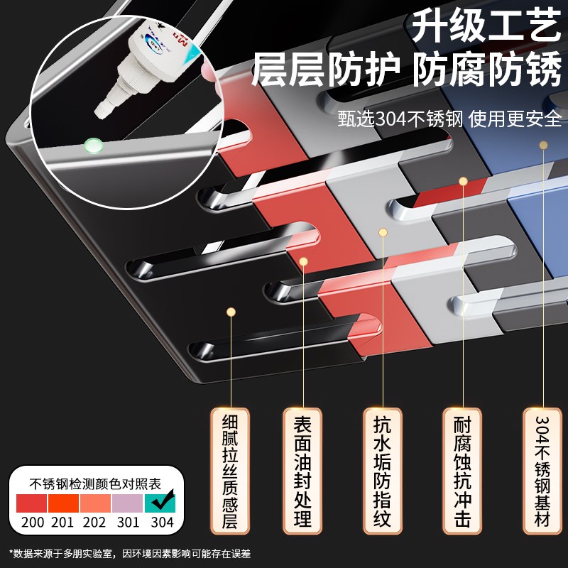 卫生间置物架浴室免打孔不锈钢墙上收纳架洗手间洗漱台用品壁挂架