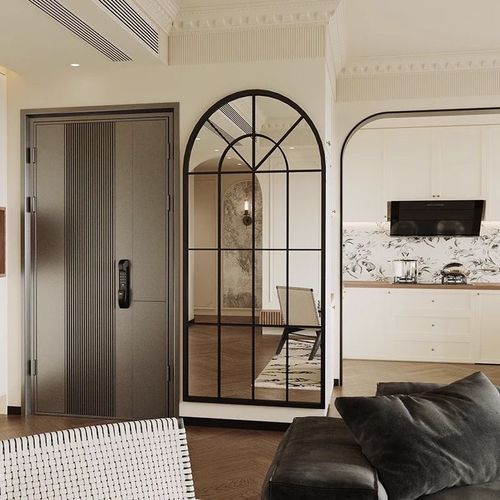 法式客厅玄关拱形镜子全身镜壁挂镜穿衣镜家用落地镜装饰镜试衣镜