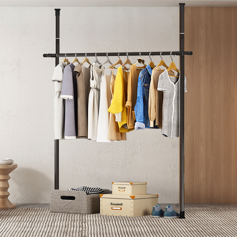 顶天立地衣架落地卧室置物架衣帽间挂衣架组装简易衣柜晾衣架阳台