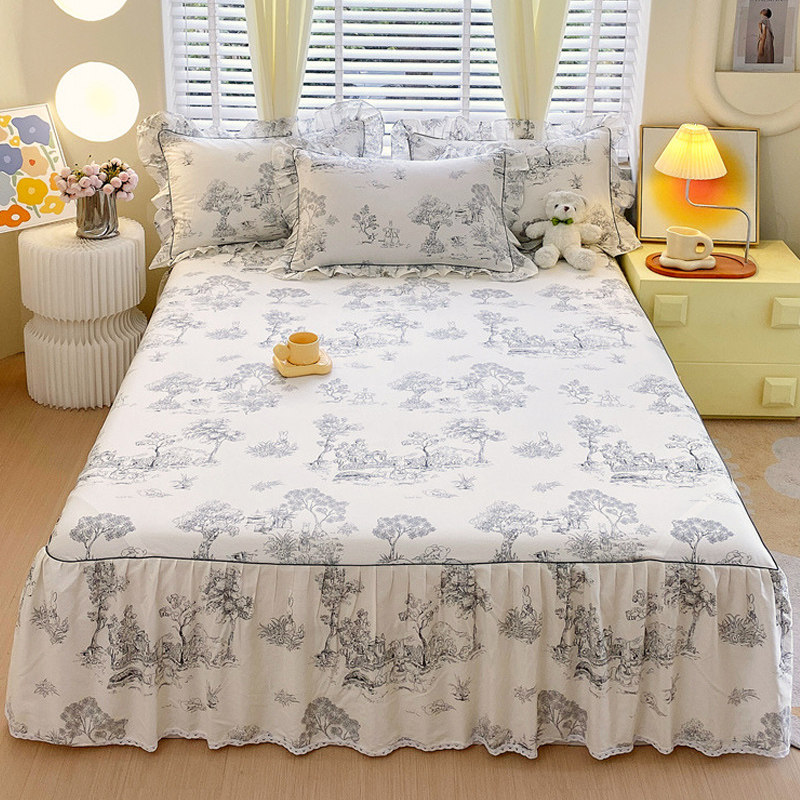 纯棉床裙单件全棉2024新款公主风防滑床罩三件套小清新加厚防尘罩,床上用品,床裙,淘宝优惠券,粉丝福利购,淘宝优惠卷