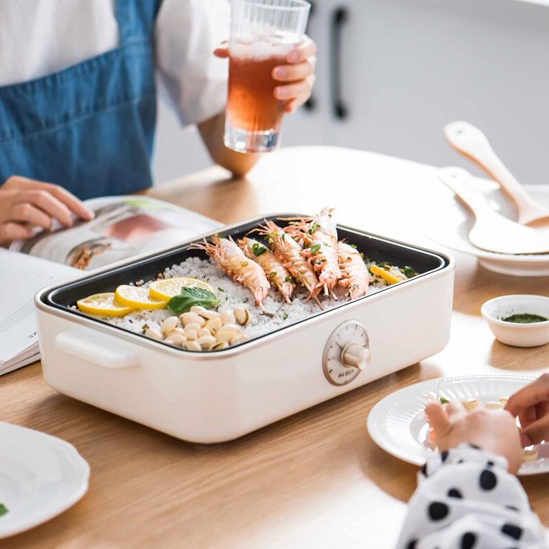 适盒多功能电煮锅料理锅家用小型烤涮一体锅火锅网红烤肉电烤锅