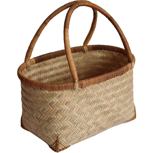 竹编竹篮手工小竹篮家用购物篮水果菜篮鸡蛋篮厨房收纳筐手提篮子