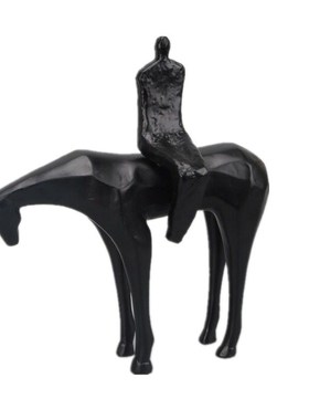 现代新中式骑马人雕塑小摆件办公室酒店玄关样版房间书房软装饰品