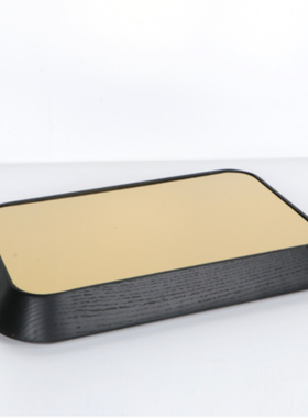 现代简约皮革不锈钢金属托盘样板间售楼处酒店客厅装饰品摆件