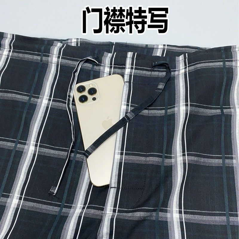 无皮筋睡裤男h家居裤系绳睡裤老人抽绳全棉家居裤宽松大码柔软