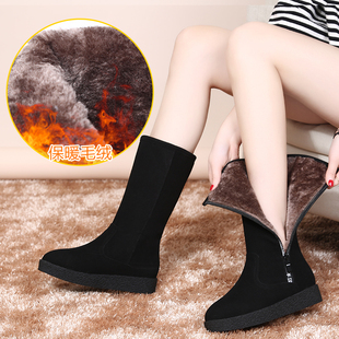 大棉鞋 雪地靴女中筒冬季 保暖加绒加厚防水防滑平底靴子女2021新款