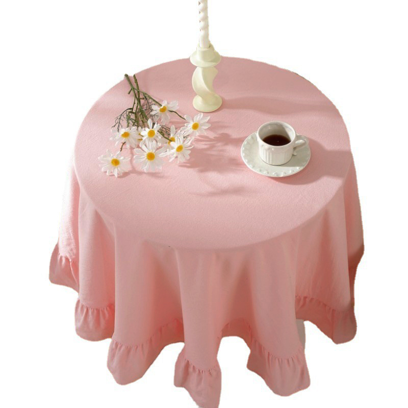 ins风小清新圆壁纸圆形荷叶边幼儿园印花餐桌布边几阳台盖布壁纸